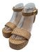 Larroude Shoe Size 8.5 Tan Straw open toe Ankle Buckle Platform Sandals Tan / 8.5