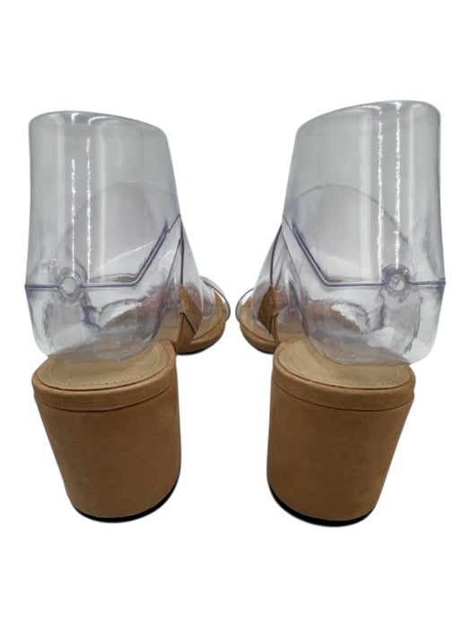 Schutz Shoe Size 9B Tan Leather & Synthetic Block Heel Open Toe Sandals Tan / 9B