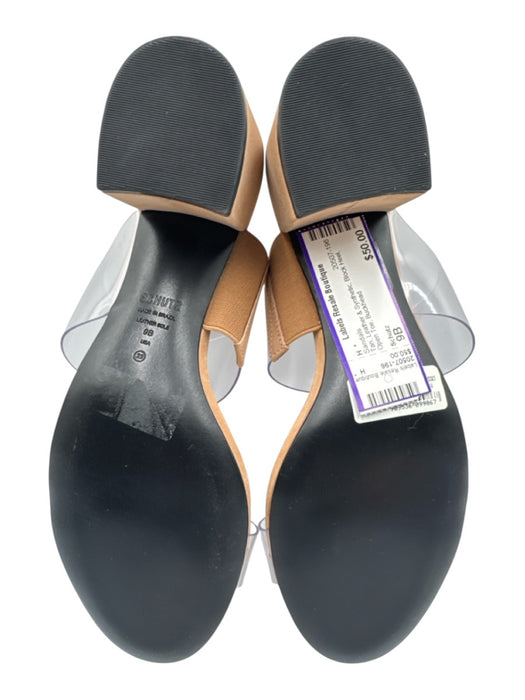 Schutz Shoe Size 9B Tan Leather & Synthetic Block Heel Open Toe Sandals Tan / 9B