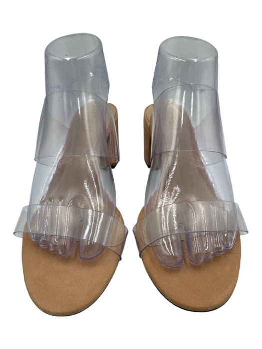 Schutz Shoe Size 9B Tan Leather & Synthetic Block Heel Open Toe Sandals Tan / 9B