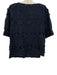 Ann Mashburn Size S Navy Blue Cotton Half Sleeve Floral Embroidered Top Navy Blue / S