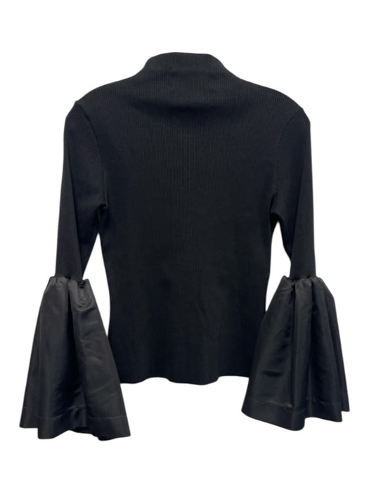Marques Almeida Size M Black Cotton Long Bell Sleeve Fabric Block Ribbed Top Black / M
