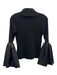 Marques Almeida Size M Black Cotton Long Bell Sleeve Fabric Block Ribbed Top Black / M