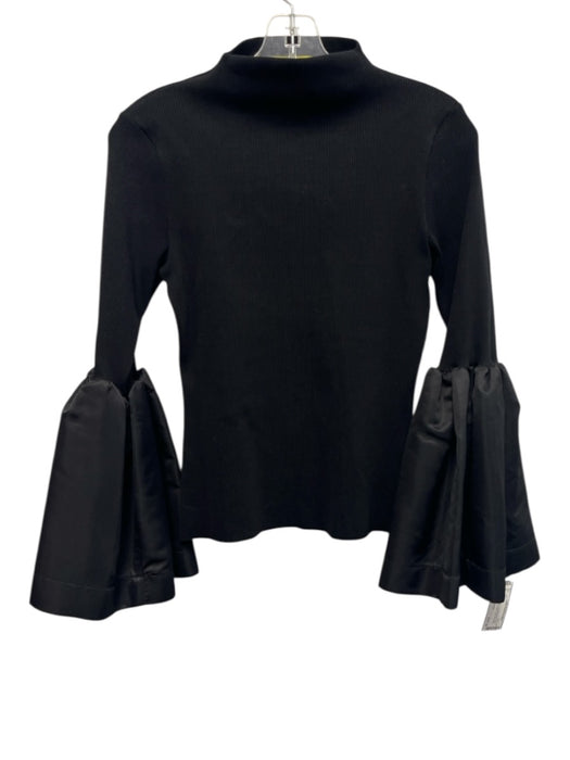 Marques Almeida Size M Black Cotton Long Bell Sleeve Fabric Block Ribbed Top Black / M