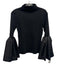 Marques Almeida Size M Black Cotton Long Bell Sleeve Fabric Block Ribbed Top Black / M