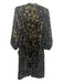 Pomander Place Size 4 Black & Gold Rayon Blend Long Balloon Sleeve Maxi Dress Black & Gold / 4