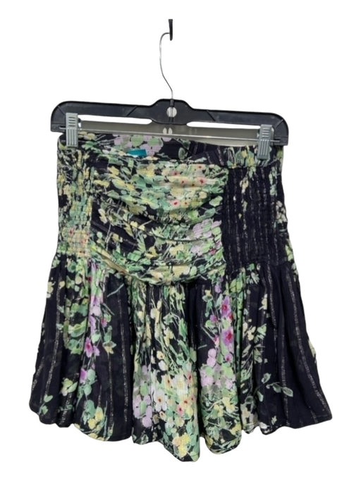 Sabina Musayev Size S Black, Green, Purple Viscose Shimmer Detail Floral Skirt Black, Green, Purple / S