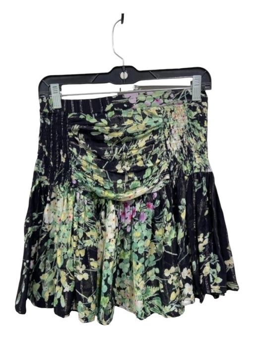 Sabina Musayev Size S Black, Green, Purple Viscose Shimmer Detail Floral Skirt Black, Green, Purple / S