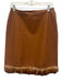 Martine Douvier Size 40 / s Rust Orange Wool Blend Feather Trim Above Knee Skirt Rust Orange / 40 / s