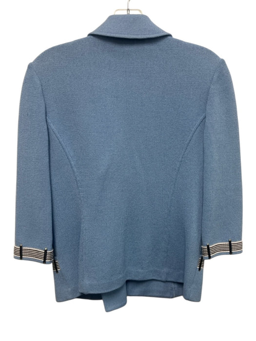 St John Collection Size 2 Sky Blue Wool Blend Knit Enamel Buttons Lapel Jacket Sky Blue / 2