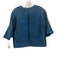 Ann Mashburn Size S Emerald Green Silk & Wool Blend Trumpet Sleeve Zip Back Top Emerald Green / S