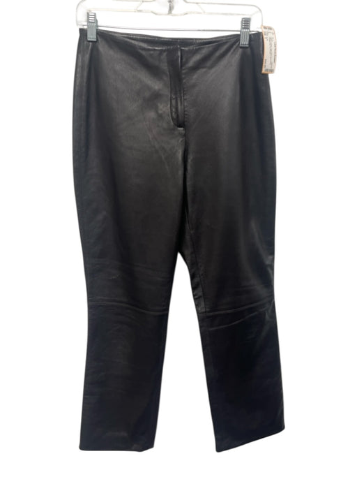 Penta Size 2 Black Leather High Rise Zip & Hook Straight Leg Pants Black / 2