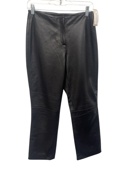 Penta Size 2 Black Leather High Rise Zip & Hook Straight Leg Pants Black / 2