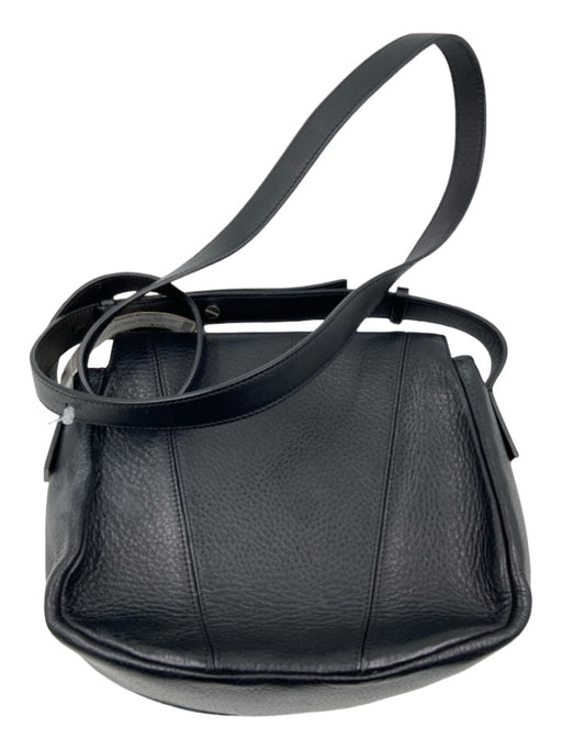 Vince Black Pebbled Leather Top Flap Crossbody Seam Detail Bag Black / S
