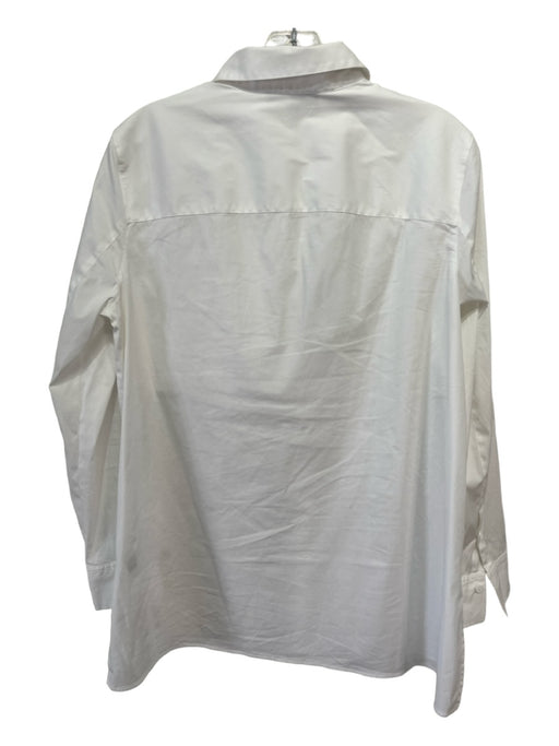 Lafayette 148 Size M White Cotton Long Sleeve Collared 1/2 Button Top White / M