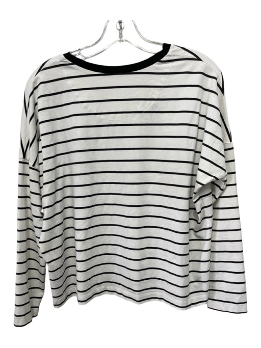 COS Size Small White & Black Cotton Blend Crew Neck Horizontal Stripe Top White & Black / Small