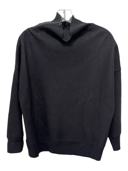 Lafayette 148 Size S Black Wool Ribbed Zip Shoulder Sweater Black / S