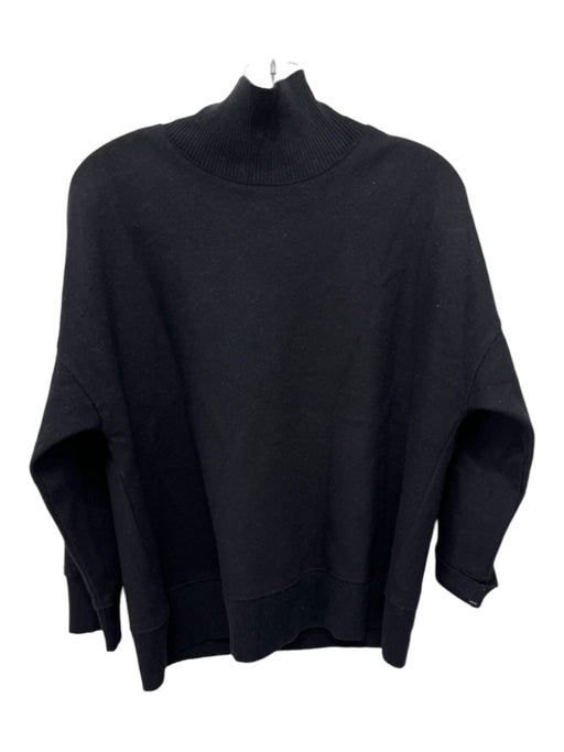 Lafayette 148 Size S Black Wool Ribbed Zip Shoulder Sweater Black / S