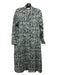 Ann Mashburn Size S Blue Print Cotton Blend Abstract Button Up Long Sleeve Dress Blue Print / S