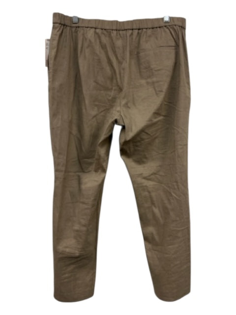 Theory Size 12 Brown Linen & Viscose Elastic Waist Mid Rise Pockets Pants Brown / 12