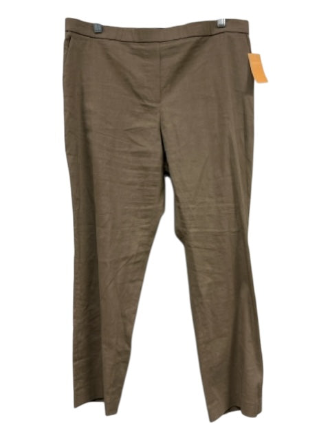 Theory Size 12 Brown Linen & Viscose Elastic Waist Mid Rise Pockets Pants Brown / 12