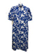Hyacinth House Size S Blue & White Cotton Abstract Floral Ruffle Neckline Dress Blue & White / S