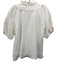 Cartolina Size S White & Gold Viscose & Linen Short Puff Sleeve Buttons Top White & Gold / S