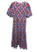 Boden Size 8 Pink & Blue Print Cotton Blend Floral Short Puff Sleeve Dress Pink & Blue Print / 8
