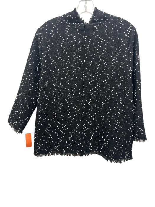 Ann Mashburn Size Medium Black Polyester Blend Boucle Back Zip Top Black / Medium