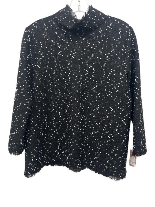 Ann Mashburn Size Medium Black Polyester Blend Boucle Back Zip Top Black / Medium