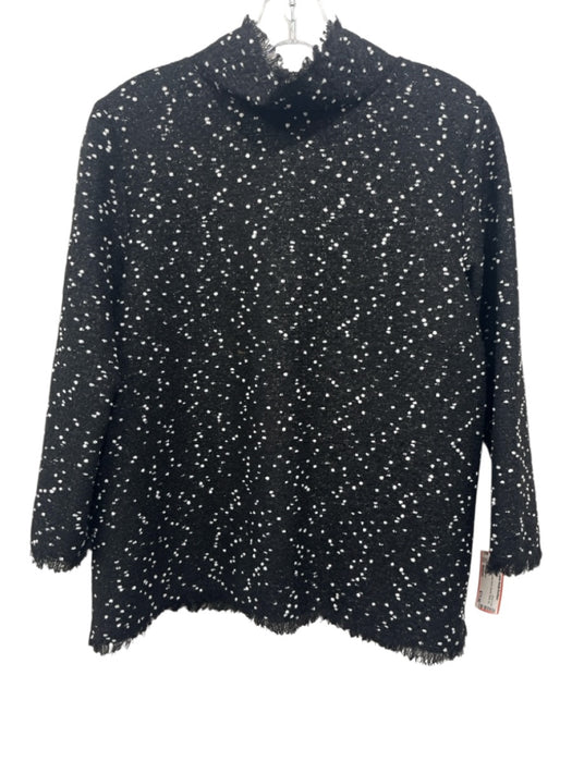 Ann Mashburn Size Medium Black Polyester Blend Boucle Back Zip Top Black / Medium