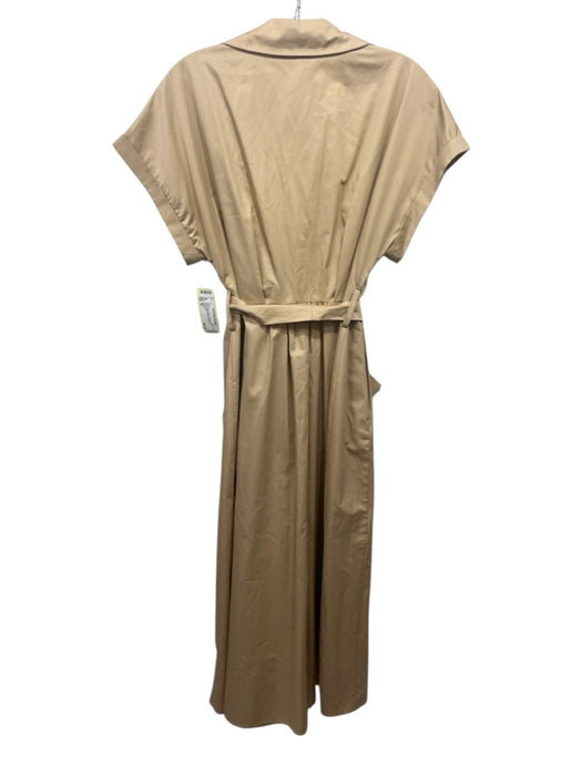 Kasia Size M Beige Cotton Short Sleeve Buttons Midi Dress Beige / M