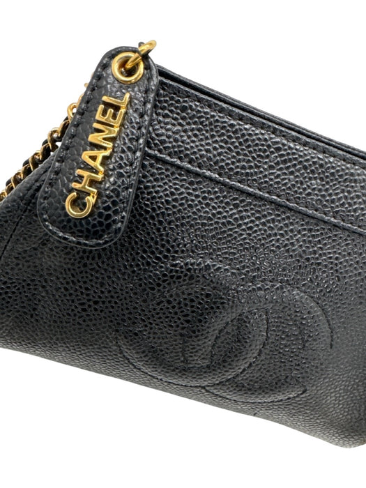 Chanel Black Leather Caviar Gold Chain Crossbody Dustbag Inc. Bag Black / Mini