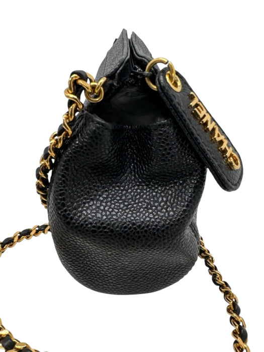 Chanel Black Leather Caviar Gold Chain Crossbody Dustbag Inc. Bag Black / Mini