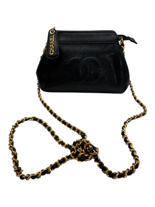 Chanel Black Leather Caviar Gold Chain Crossbody Dustbag Inc. Bag Black / Mini