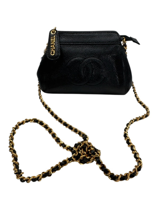 Chanel Black Leather Caviar Gold Chain Crossbody Dustbag Inc. Bag Black / Mini