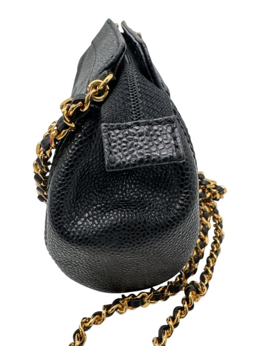Chanel Black Leather Caviar Gold Chain Crossbody Dustbag Inc. Bag Black / Mini