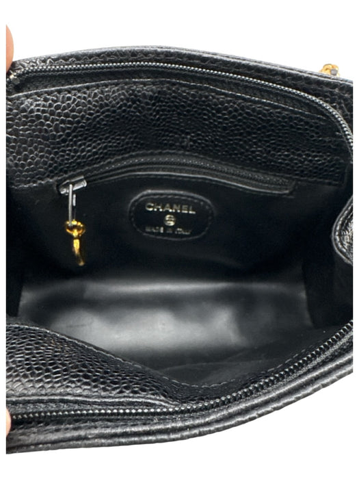 Chanel Black Leather Caviar Gold Chain Crossbody Dustbag Inc. Bag Black / Mini