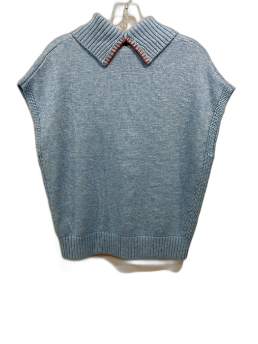 Lilla P Size M Blue Nylon Blend Knit Turtle Neck Sleeveless Sweater Blue / M