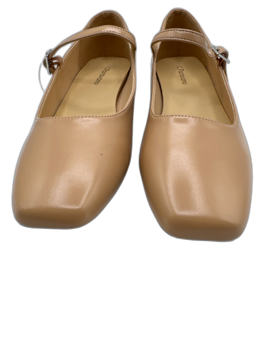 C. Paravano Shoe Size 37 Beige Leather Buckle Straps Square Toe Low Heel Pumps Beige / 37