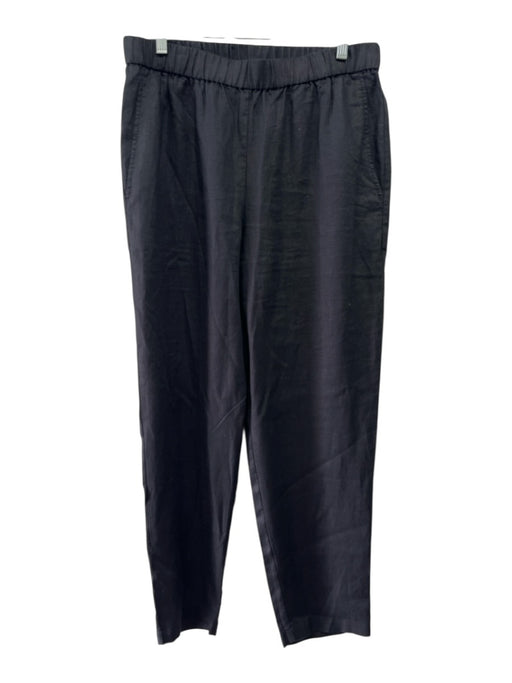 Eileen Fisher Size M Black Linen Elastic Waist Straight Leg Pants Black / M