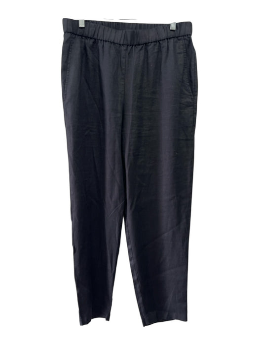 Eileen Fisher Size M Black Linen Elastic Waist Straight Leg Pants Black / M