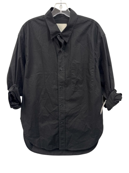 Citizens of Humanity Size Small Black Cotton Long Sleeve Patch Pocket Collar Top Black / Small