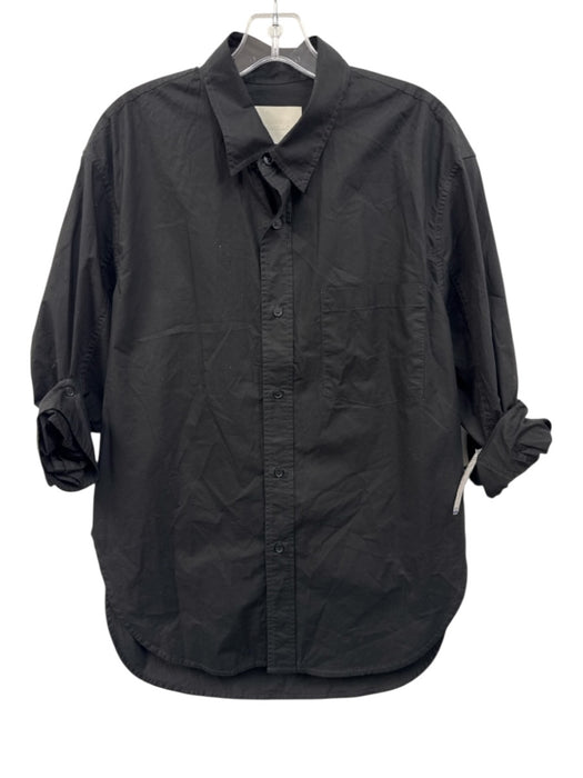 Citizens of Humanity Size Small Black Cotton Long Sleeve Patch Pocket Collar Top Black / Small