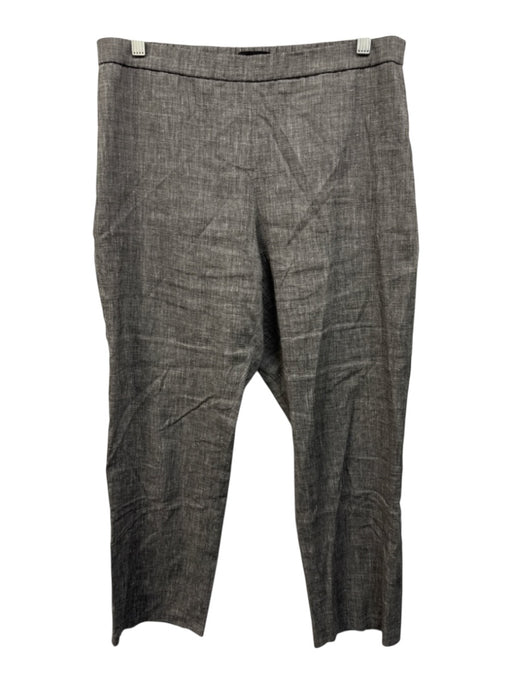 Theory Size 12 Gray Linen Blend Elastic Waist Zip Pocket Mid Rise Pants Gray / 12