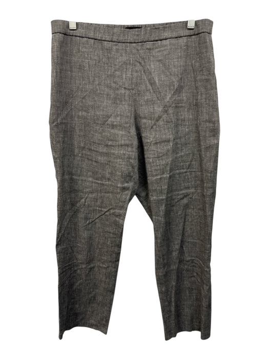 Theory Size 12 Gray Linen Blend Elastic Waist Zip Pocket Mid Rise Pants Gray / 12