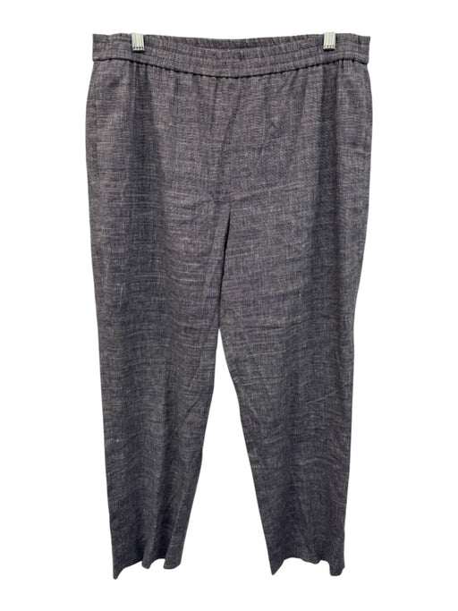 Theory Size 12 Navy Blue & White Linen Blend Elastic Waist Pockets Pants Navy Blue & White / 12