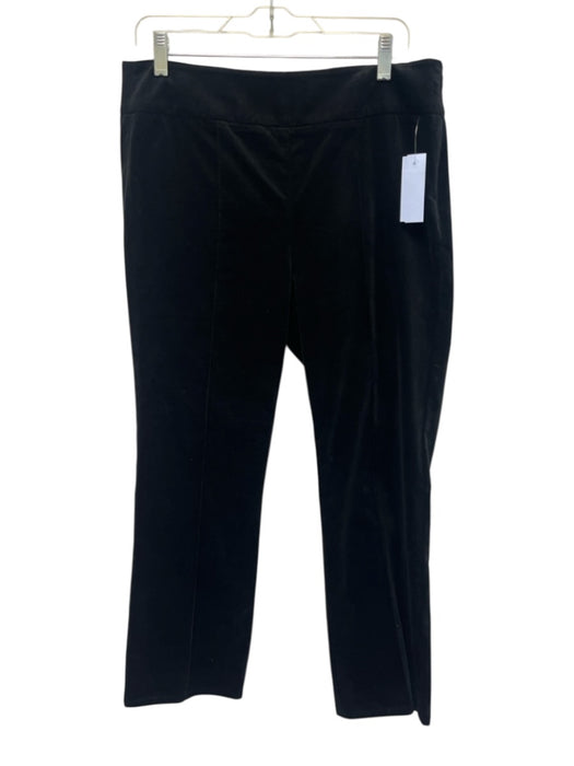 J. McLaughlin Size 12 Black Hibiscus Floral Velvet Side Zip Straight Leg Pants Black / 12