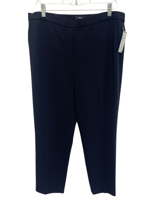Theory Size 12 Navy Blue Triacetate Blend Elastic Waist Straight Leg Pants Navy Blue / 12