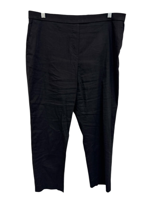 Theory Size 12 Black Linen Blend Elastic Waist High Rise Pockets Pants Black / 12